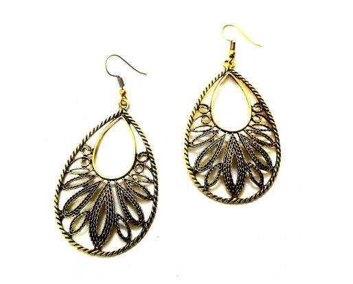 Golden Oxidized Earrings Jhumka Jhumki Jewelry Bollywood Drop Dangle Long EA280